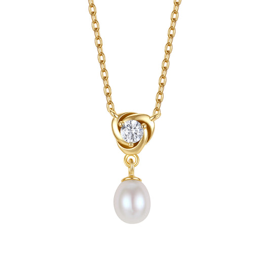 Perlový náhrdelník Celeste Pearl so zirkónom z pozláteného striebra 925